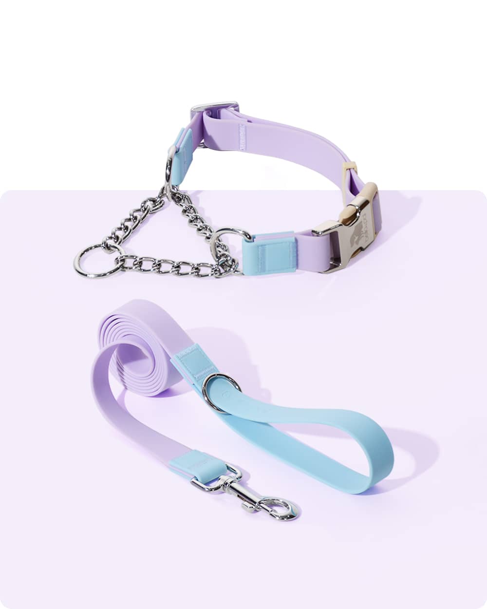 Aqua PVC Waterproof Martingale Collar and Leash Set - Lavender Blue