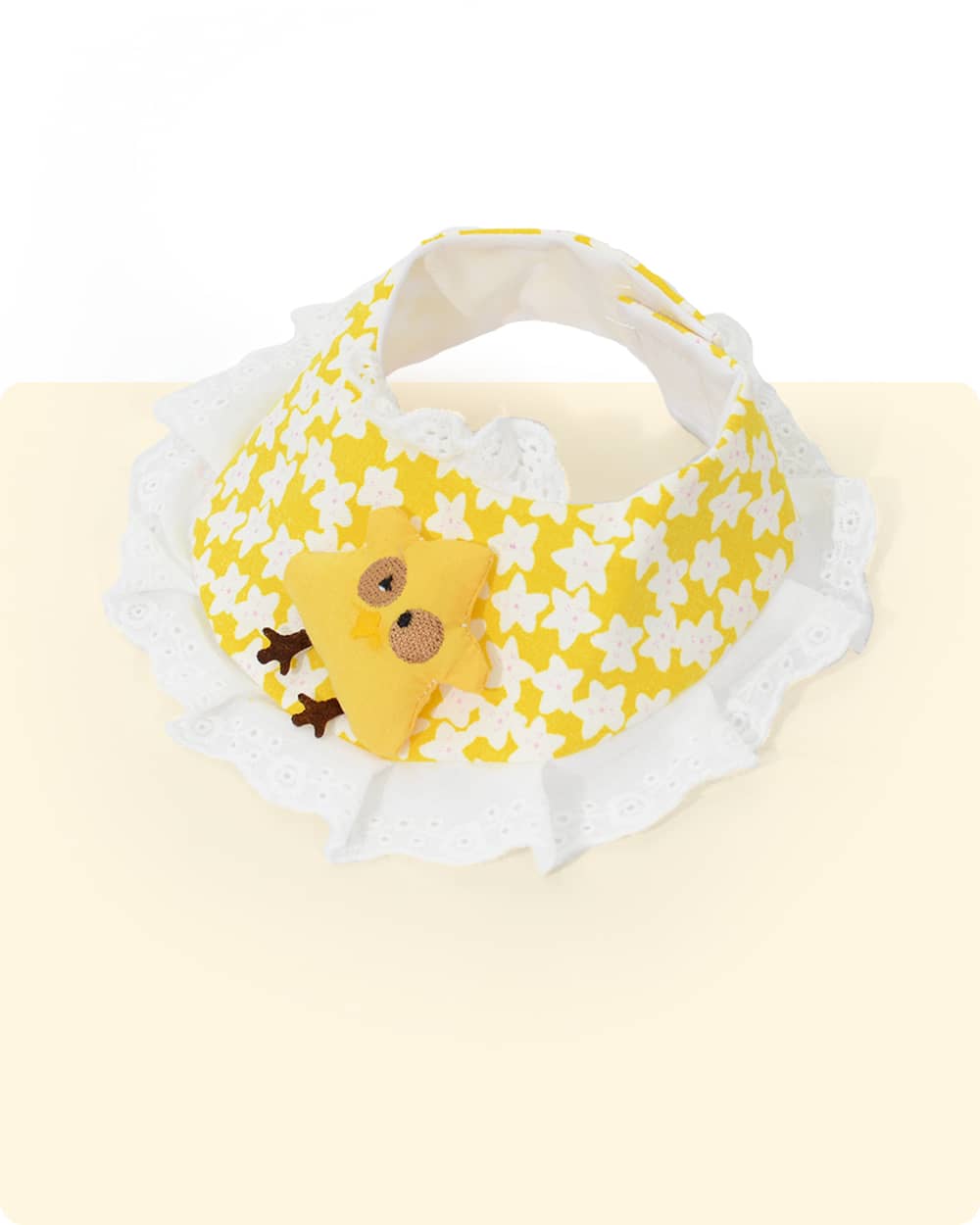 Velcro Ruffled Hem Bib - Chick