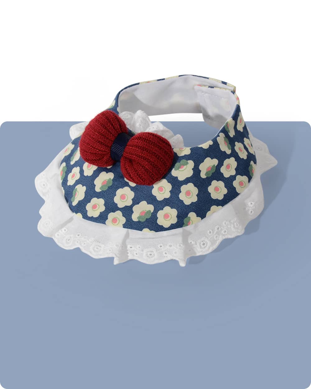 Velcro Ruffled Hem Floral Bib - Bowknot