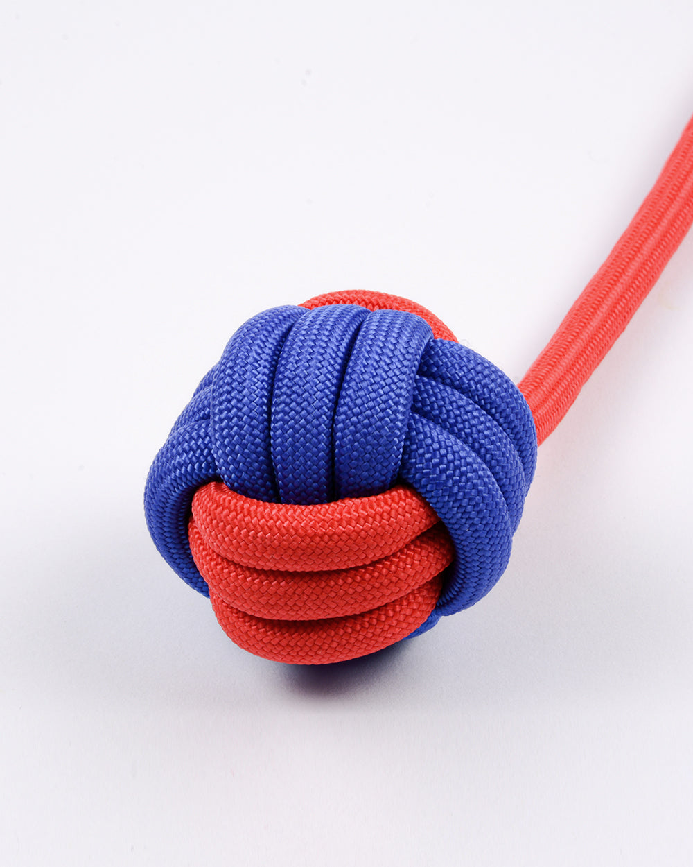 Nylon Rope and Ball Tug Toy With Loop - Red-Blue