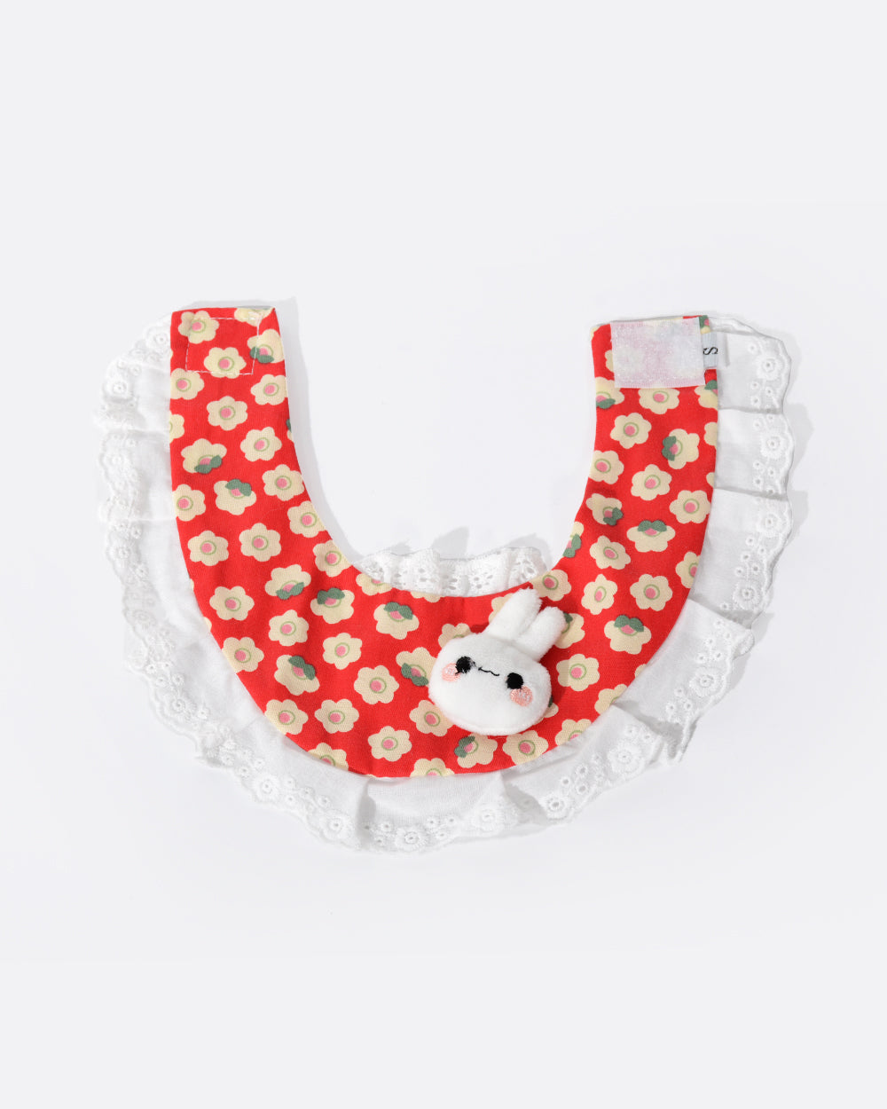 Velcro Ruffled Hem Floral Bib - Bunny
