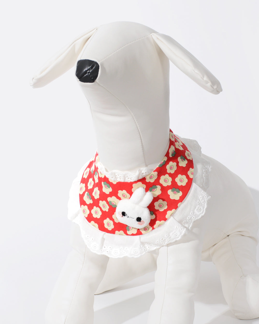 Velcro Ruffled Hem Floral Bib - Bunny
