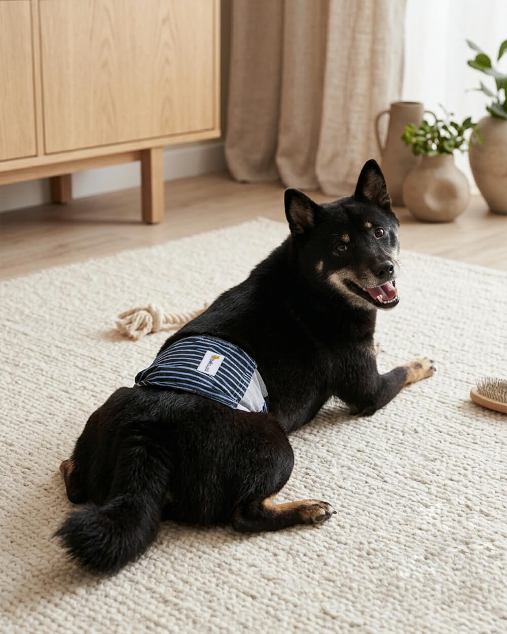 Washable Male Dog Belly Band - Blue Zebra