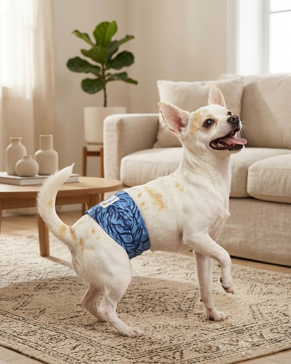 Washable Male Dog Belly Band - Blue Tiger
